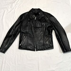 Vintage Espirt Black 100% Leather Bomber Motorcycle Jacket Small